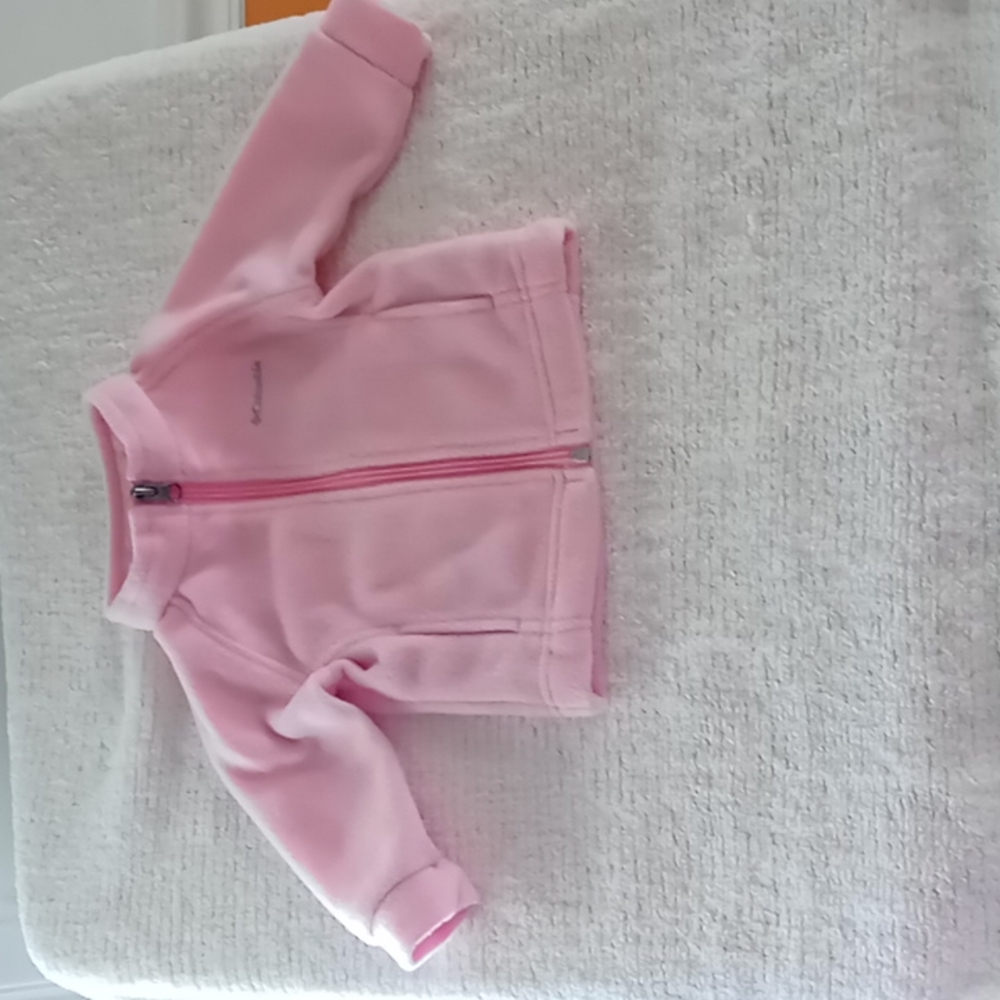 3-6 month columbia pink zip up baby girl